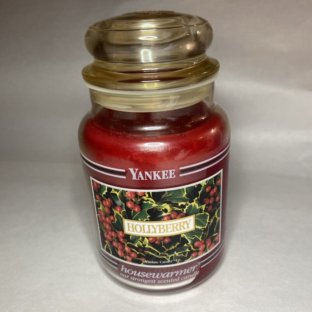 Yankee Candle Retired Hollyberry Large Housewarmer 22oz Jar Black Band Rare HTF